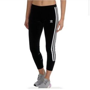 Adidas black velvet velour leggings size M